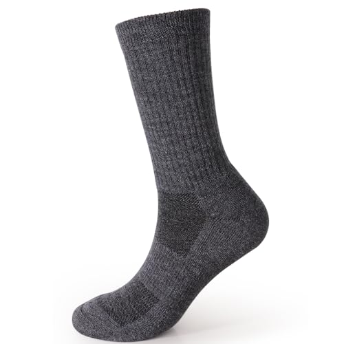 Image of EnerWear 4 Pack Women's Merino Wool Outdoor Hiking Trail Crew Sock (US, Numeric, 9, 11, Regular, Regular, Light Gray /Dark Gray /Multi)