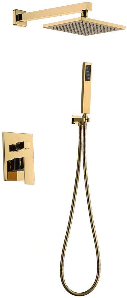 YXYLJOZ Set De Grifo De Ducha Dorado, Baño De Latón Sólido Batidora De Lluvia De Lujo Juego De Ducha Montada En La Pared De 8 'Ducha