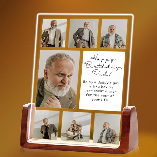 toyofmine Dia del Padre Regalos Personalizados para Papa, Cuadro Personalizado con Foto, Lampara Personalizada con Foto, Placa Acrilica Personalizada, Regalo Papa Cumpleaños (4 tamaños: 15-25 cm)