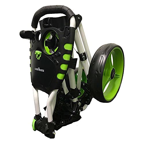 Caddymatic-Golf-360-SWIVELEASE-Carrito-DE-Golf-Plegable-DE-3-Ruedas-con-Rueda-Delantera-GIRATORIA-BlancoVerde