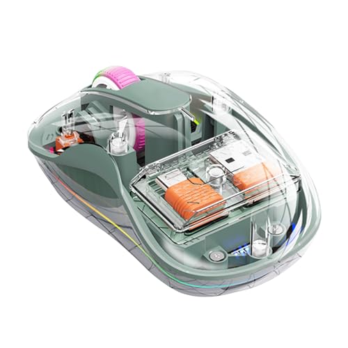 Control de computadora silencioso inalámbrico, control de computadora trimodo transparente con luz RGB | Tabletas portátiles PC sin ruido para viajes, sala de estar, dormitorio