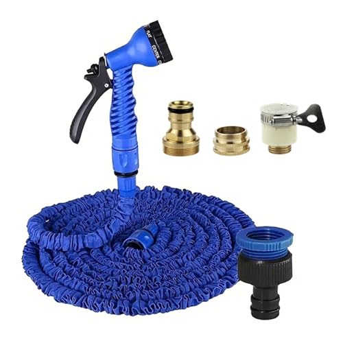 Expandable Magic Water Hose 175ft Universal Adapter for Car Wash Gardening Tools Home Garden Watering Blue Water Gun Cleans with Ease