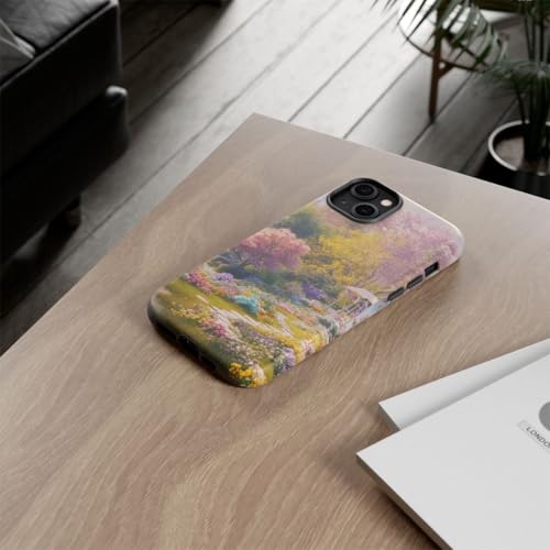 Coque iPhone 14 Plus cottage fleuri cascade rigide et mate
