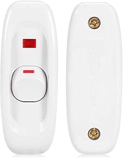 250V Lamp Switch Hard Plastic Durable Cord Switch Table Lamp with LED Indicator for Desk Lamp, Mirror Lamp, Wall Lamp in 2.8 x 0.9 x 0.7inches White