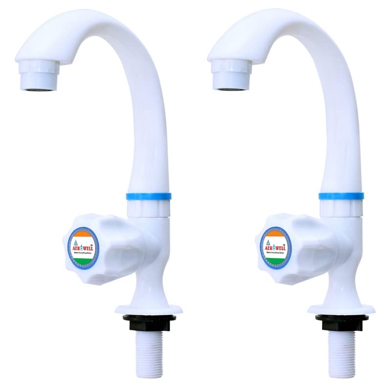 Image of Plastic Water Tap /Sink Cock tap Wash Basin /Long Neck Kitchen Sink Tap /(White Pack of 1)