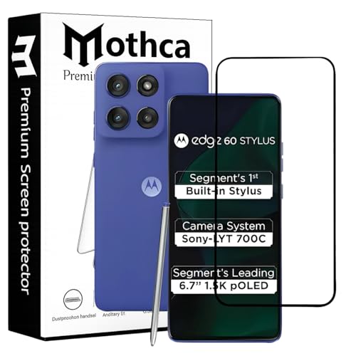 Image of Mothca Military-Grade Tempered Glass Screen Protector Compatible for Moto G60 Stylus with Edge to Edge Coverage - Case Friendly, Anti-Scratch & Bubble-Free Installation Kit