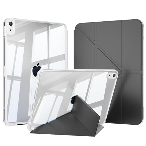 GKABXY Case for iPad Air 11 Inch (M3/M2) 2025/2024, iPad Air 5th/4th Generation (2022/2020) 10.9 Inch, Support Multi Angle Support, Clear back Shockproof Shell Cover, Auto Wake/Sleep, Black