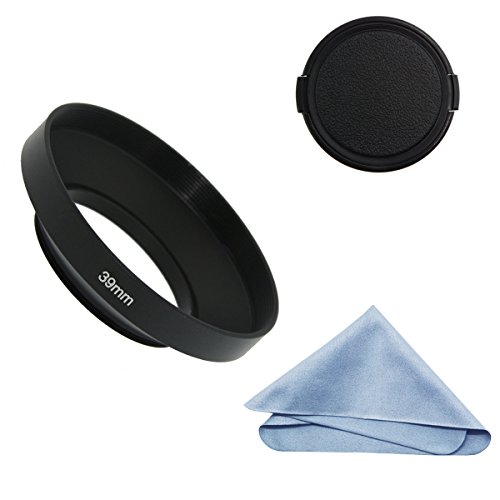 SIOTI Camera Wide Angle Metal Lens Hood with Cleaning Cloth and Lens Cap Compatible with Leica/Fuji/Nikon/Canon/Samsung Standard Thread Lens(39mm)