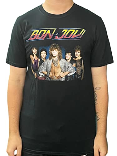 Générique Bon Jovi T Shirt Tour 1984 Band Logo Nouveau Officiel Homme Size L