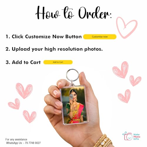 Image of Customised Photo Keychain Both Side | Personalized Double Sided Acrylic Photo Frame (Rectangle) | Anniversary & Birthday Gift for Couple | Bike Car Accessory