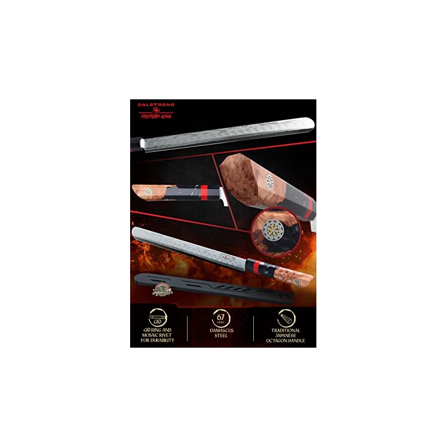 DALSTRONG-Slicing-and-Carving-Knife-12-inch-Slicer-Firestorm-Alpha-Series-Premium-10CR15MOV-High-Carbon-Steel-Traditional-Japanese-Wa-Stabilized-Wood-Resin-Handle-wSheath Dalstrong Slicing Knife - 12 inch Slicer - Firestorm Alpha Series - Premium 10Cr15CoMoV High-Carbon Steel Carving Knife - Traditional Japanese Wa Stabilized Wood & Resin Handle Kitchen Knife - Sheath