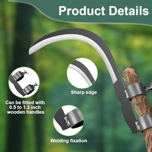 Image of VELTRIX Multipurpose Sickle Cutter Head with Adjustable Clamp | Heavy Duty Curved Metal Blade for Grass, Weed, Branch & Coconut Cutting | Manual Agricultural & Gardening Tool