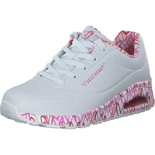 Skechers Uno Loving Love, Scarpe da ginnastica Donna, Bianco White Multicolor, 36 EU