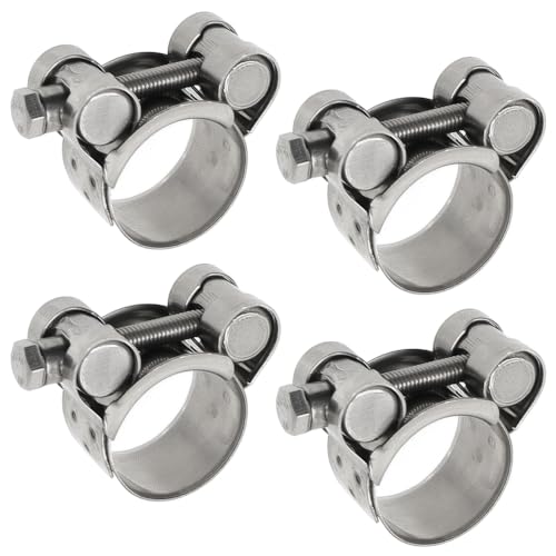 GYSRXS 4 Pièces Universal Colliers de Serrage à Boulon en T Collier de Serrage à Tourillon Collier D'échappement Inox,Plage de Serrage 23-25mm(Argent)