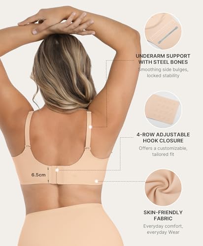 SHAPELLX Wireless Bras for Women Supportive Bras No Underwire Seamless Comfortable Everyday Bralettes V Mesh Push Up Bra3