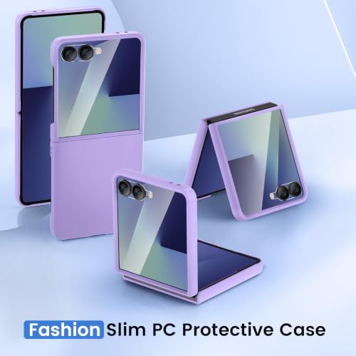 Image of Ruky for Samsung Galaxy Z Flip 8 Slim Case with Screen Protector, Purple | Hard PC Shockproof Protective Cover, Support Wireless Charging Girls Women Full Body Covers for Samsung Z Flip 8, Purple