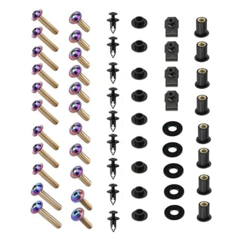 Motorcycle Fairing Bolt Kit, Oil Slick Color, Stainless Steel, Plastic, Fastenings Clips Nuts Kits For Honda CBR600F4i 2001-2007, CBR600F4 1999-2000 Cover