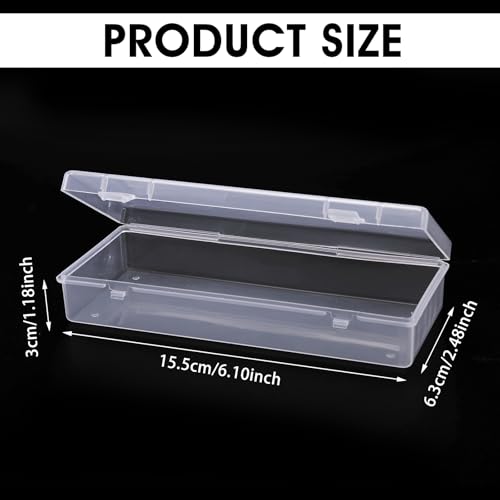 Image of Dimeho 6 Inch Plastic Storage Boxes, 3 Pcs Rectangular Small Storage Containers with Hinged Lids Clear Storage-Organizer Box for Small Items Art Craft Jewelry Accessories, 6.1 x 2.5 x 1.2 inches