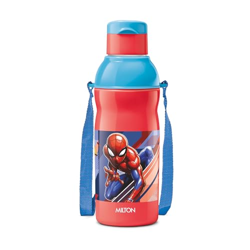 Image of Milton Marvel Kool Elite 600 Insulated Water Bottle for School Kids I Food Grade, Leak Proof Flip Top Lid, Easy to Carry Loop, Insulated Thermo Sipper Bottle for Kids, 492 ml, Red (Spider - Man print)