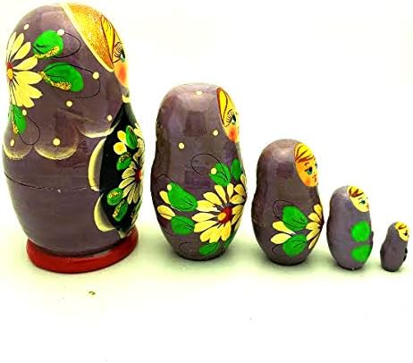 Miniatura 3 de Matryoshka - Muñeca apilable tradicional pintada a mano con flores, juego de 5 muñecas de anidación tradicionales de 4 pulgadas de alto