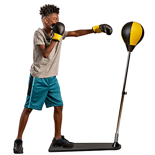 Protocol Punching Bag with Stand - for Adults & Kids - Punching Bag with Stand Plus Boxing Gloves - Adjustable Height Stand - Standard Punching Bag