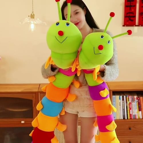 Bunte Raupe Kuscheltier, 50-230 cm Plüschtier Raupe, Raupenkissen, Raupe Stofftier, Regenbogen Raupe Weiches langes Wurfkissen Plüsch Raupenplüschkissen, Kinder Plüschpuppen (50 cm,Regenbogen)