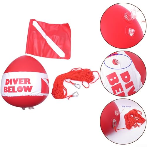 Duiken PVC boei vlotter met kleine vlag, oppervlakte positionering waarschuwingsboei met 25M touw haak 32 * 33 * 33 cm - Image 4