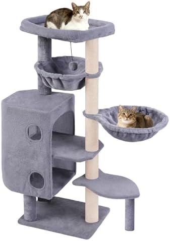 45in Cat Tree Tower with Big Condo for Indoor Cats,Cat — top-down angle highlighting key features