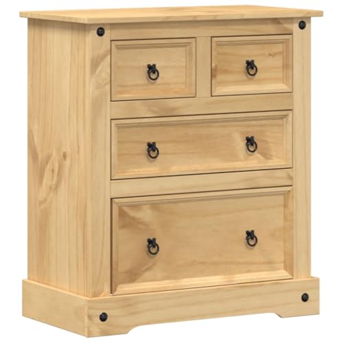 vidaXL Commode Corona 80x43x91 cm Bois Massif de pin, Commode à tiroirs, classeur, Armoire à tiroirs, Armoire de Rangement, Buffet, Armoire de Couloir