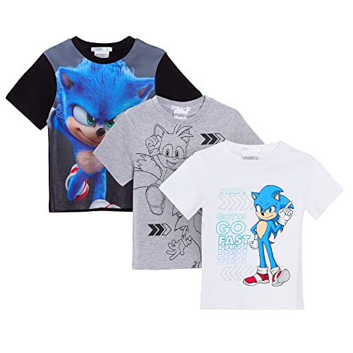 Sonic The Hedgehog Lot de 3 t-shirts à manches courtes pour garçon, Multicolore, 5-6 ans