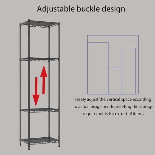 Image of REGILLER 6 Wire Shelving Steel Storage Rack Adjustable Unit Shelves for Laundry Bathroom Kitchen Pantry Closet (16.7L x 11.9W x 64H, Black)