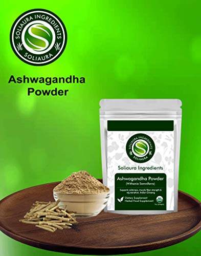 Ashwagandha Powder Withania Somniferra 7 Oz (200 gm) Soliaura Ingredients- Organically Grown