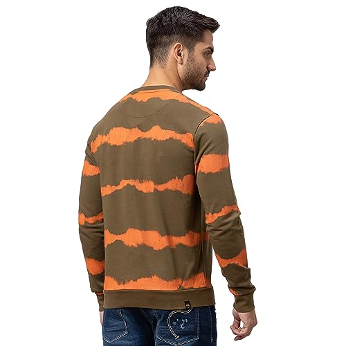 Image of Being Human Olive Regular Fit Round Neck Long Sleeves Cotton Men's Sweatshirt Clothing