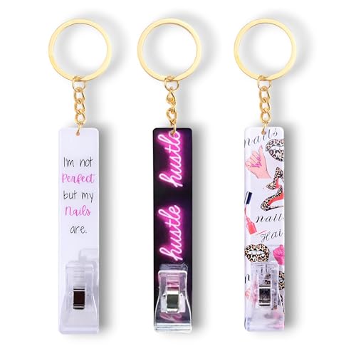 ANHBKAR 3PCS Credit Card Grabber for Long Nails Keychain Card Puller Acrylic Material Card Clip for Long Nails ATM Debit Bank Card Grabber for Women Girls Cute (HNN)