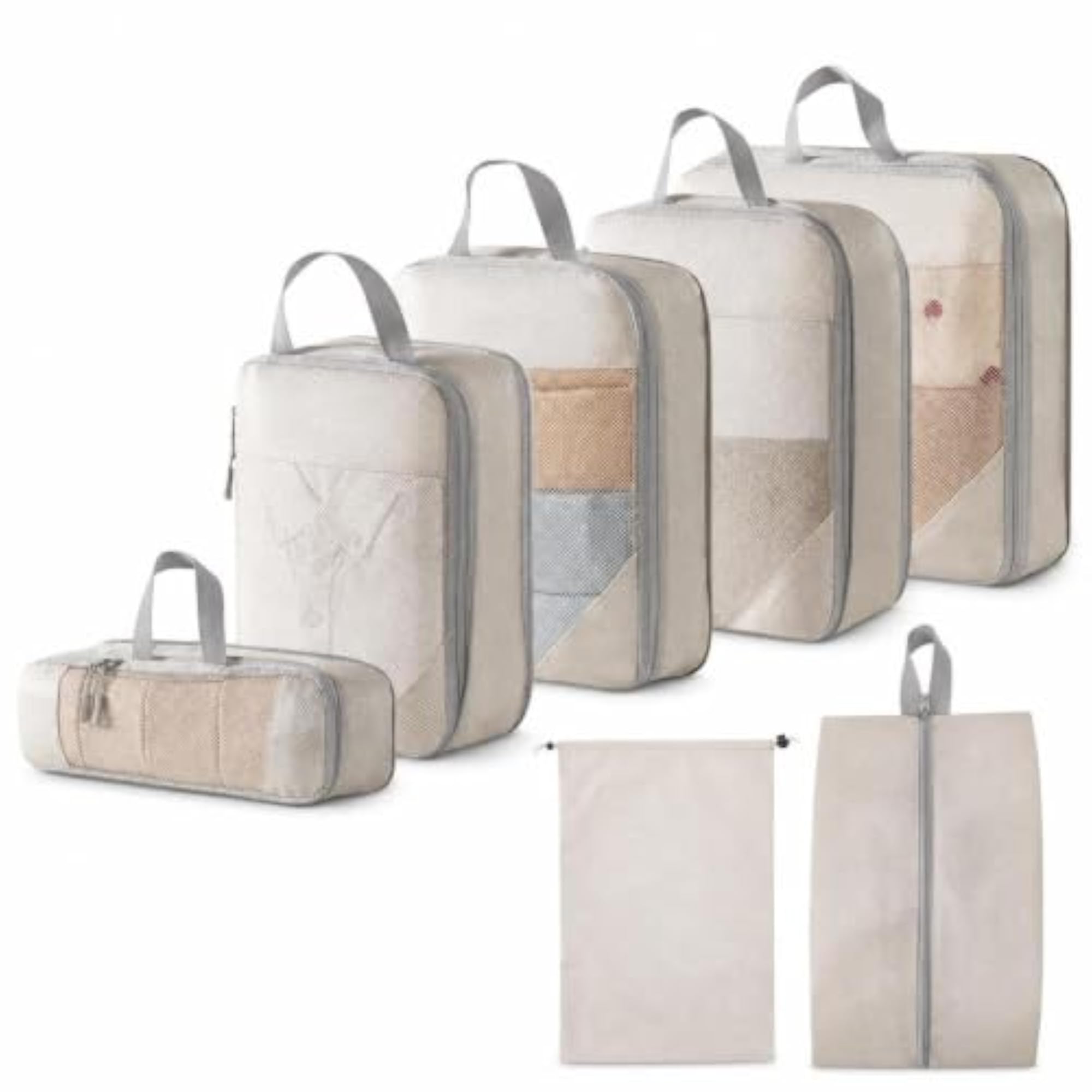 Travel Compression Packing Cubes Set with Shoe Bag