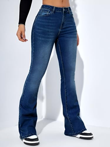 Image of Ben Martin Women's High Waist Jeans || Flared Bell Bottom Bootcut Pants || Wide Leg Stretch Denim - Perfect for Travel, Party & Everyday Use - Sizes 26-40 (1)