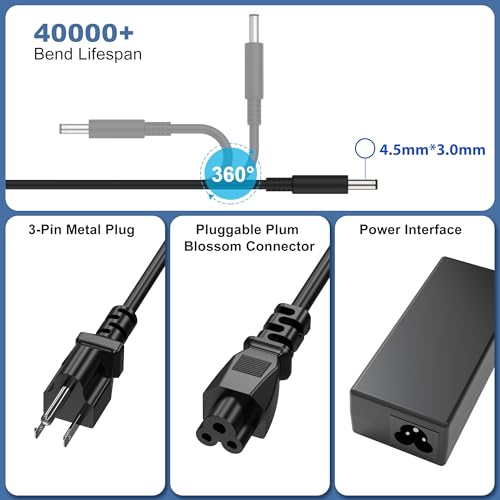 Image of 90W 4.5mm AC Adapter Charger Compatible with Dell Optiplex 9020 7010 7040 7050 7060 7070 7080 5050 5060 5070 5080 5090 3020 3040 3046 3050 3060 3070 3080 3090 Micro Desktop Power Cord Supply