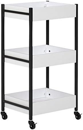 Sew Ready Charcoal/White 29.75" H 3-Bin Mobile Storage Organizer Cart for Bathroom, Kitchen, Crafts, Home Office or Laundry Rooms,Charcoal / White