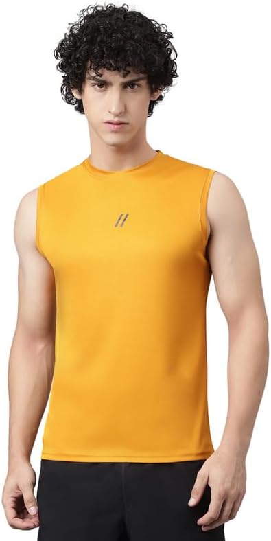 ATICXMen's Polyester Sports Sleeveless T Shirt - Gym Vest, Workout Sando, Training Tank Top, Cut Sleeves Quick Dry Tee for Running, Swimming, Badminton, Fitness & Sports