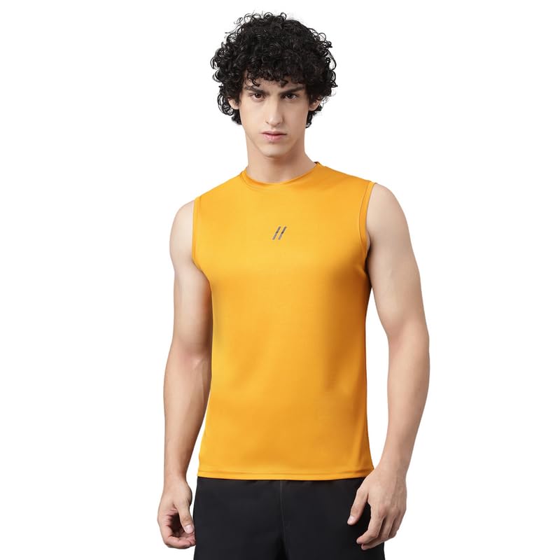 ATICXMen's Polyester Sports Sleeveless T Shirt - Gym Vest, Workout Sando, Training Tank Top, Cut Sleeves Quick Dry Tee for Running, Swimming, Badminton, Fitness & Sports
