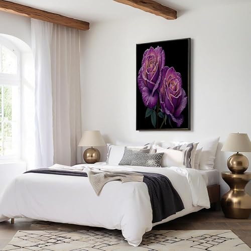Lienzos decorativos de pared de 60x90cm con diseño de rosas realistas para dormitorios 3