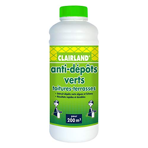 CLAIRLAND Bidon Anti-DépÃŽts Verts Toitures, Terrasses, Dallages, Murs, Concentré à diluer, 1 L, CLAIRMOUS1000, Vert