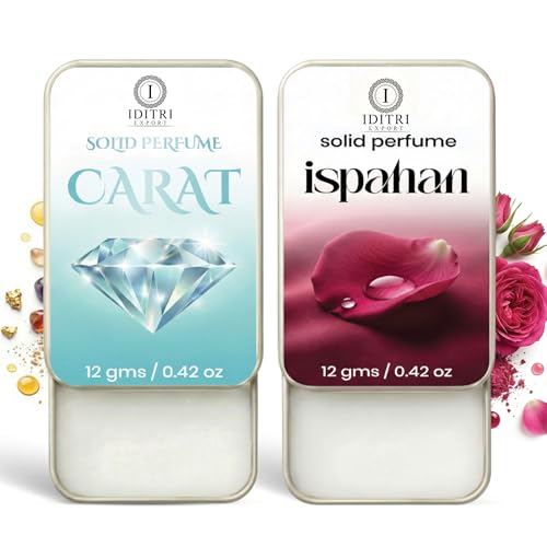 Image of Solid Perfume |Carat&Ispahan Alcohol Free Wax Perfume Balm, Long Lasting | Pocket Tin 12g, Pack Of 2| Non Greasy Smooth Glide, Travel Friendly Men And Women