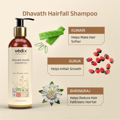 Image of Vedix Dhavath Ayurvedic Anti-Hairfall Shampoo | Normal /Oily Scalp- 200ml x2