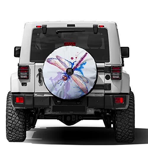 Image of Delerain Spare Tire Cover with Backup Camera Hole Flying Violet Dragonfly Wheel Covers Waterproof Dust-Proof UV Sun Universal Fit for Jeep Trailer RV SUV Truck (17 Inch for Diameter 31 inch-33 inch)