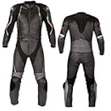 Motorcycle New Black Two piece Leather Track Racing Suit CE Approved Protection (X-LARGE)