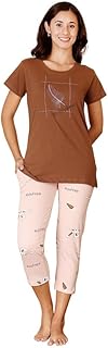 bodycare Women's Cotton Printed T-Shirt and Capri Set | Soft & Breathable Nightwear | Short Sleeves | Loungewear Co-Ord Set BSCS16029-picture-33