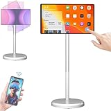 21,5-Zoll-Smart-Touchscreen-Monitor, 1080p-Smart-Rollfernseher mit Ständer, 4+64 GB RAM-Digital-Signage-Display, 1920 x 1080p-Touchscreen, Unterstützung for drahtlose Projektion(White)