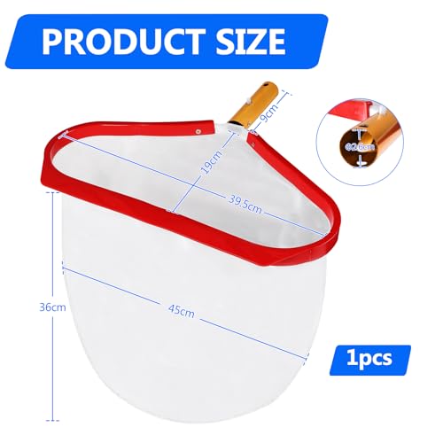 Miniatura 2 de Supaway Recogedor Para Piscina Red De Malla Fina Para Algas Rastrillo De Superficie Para Piscina, Red De Limpieza Con Marco De Aluminio Rojo Para Estanque, Piscina, Parque Acuático, Fuente Sin Mango