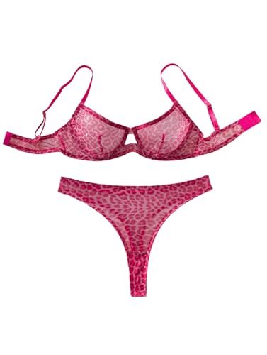 Image of Lilosy Sexy Mesh Sheer Underwire Push Up Lingerie Set Lingerie Set